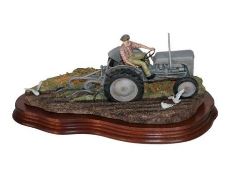 *  Border Fine Arts 'The Fergie' (Tractor Ploughing), model No. JH64 by Ray Ayres, limited edition 649/1250, on wood base, wi