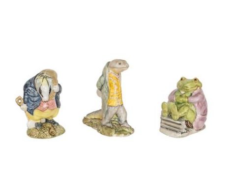 Beswick Beatrix Potter Figures Comprising:  Mr. Jackson, First Variation; Sir Isaac Newton; and Tommy Brock, First Version, S