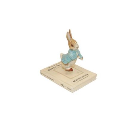 Beswick Beatrix Potter ''Peter on His Book'', BP-11b, Issued to commemorate the 100th anniversary of the book The Tales of Pe