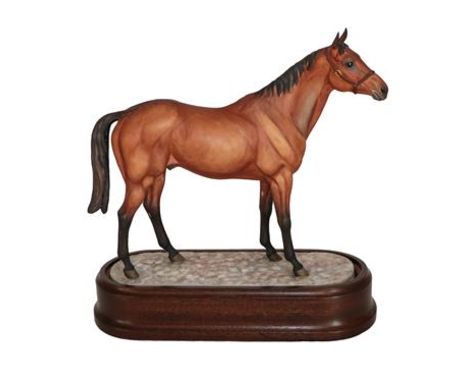 Royal Worcester 'Red Rum', model No. RW3955 by Doris Lindner, limited edition 200/250, on wooden plinth, with certificate.  I