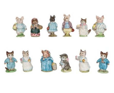 Beswick Beatrix Potter Figures Comprising:  Aunt Pettitoes; Cousin Ribby; Little Pig Robinson; Miss Moppet, First Variation; 