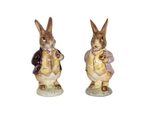 Beswick Beatrix Potter Figures Comprising:  Mr. Benjamin Bunny, Second Version, dark maroon, BP-3a and Second Version, lilac,
