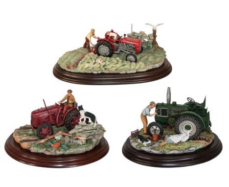 *  Country Artists Tractor Models: 'Room for Two', 'Cartridge Start', and 'First Cut', with certificate, all on wood bases (3