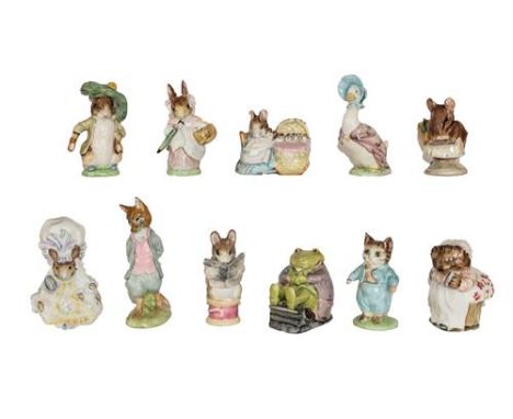 Beswick Beatrix Potter Figures Comprising: 'Lady Mouse', 'Mrs Tiggy Winkle', 'Taylor of Gloucester', 'Hunca Munca', 'Mrs Rabb