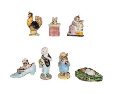 Beswick Beatrix Potter Figures Comprising:  Sally Henny Penny; Susan; Tabitha Twitchit and Miss Moppet, First Version; The Ol