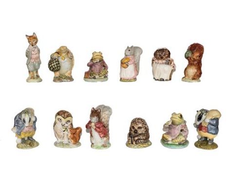 Beswick Beatrix Potter Figures Comprising:  Foxy Whiskered Gentleman, First Version; Goody Tiptoes; Mr. Alderman Ptolemy; Mr.