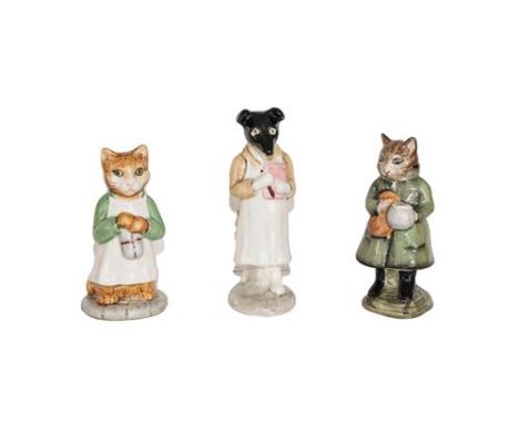 Beswick Beatrix Potter Figures Comprising:  Ginger; Pickles; and Simpkin, all BP-3b (3) (a.f).  Pickles - with head clean off