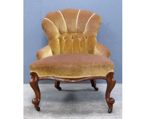  19th century mahogany framed button back nursing chair..    