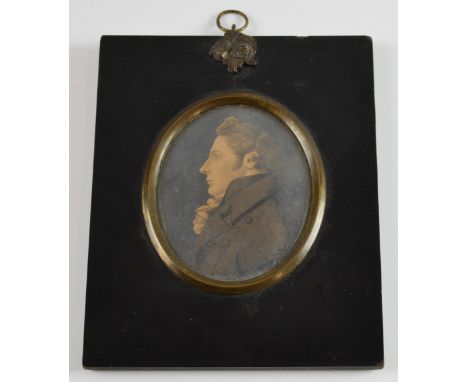 J.H. Gillespie (1793-c.1838), miniature profile portrait of a gentleman, label verso, framed and glazed, picture size: 7cm x 