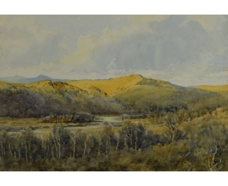 Bernard Eyre Walker (British, 1886-1972), 'Evening light on Wansfell', watercolour, original label verso, framed and glazed, 