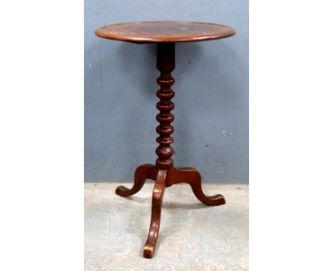 19th century mahogany circular mahogany table on tripod legs and bobbin turned column, diamter 53cm. Provenance: part of The 