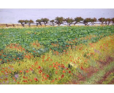 K. Ferguson, 'Poppies in a turnip field 2', signed and dated '85, oil on board, 30.5cm x 49cm, .    