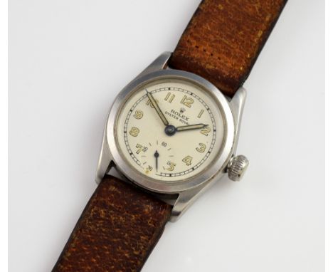 Rolex Oyster Royal wrist watch, the steel case with white dial, Arabic numerals and subsidiary seconds dial at 6, the crown m
