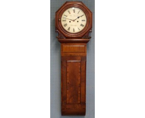 Mahogany cased weight driven long pendulum wall clock, the white enamel dial signed Wm. Sparks Worcester. 140cm.    