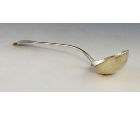 George IV silver fiddle pattern soup ladle, by Charles Eley, London, 1827, 7.5oz, 233g,.    