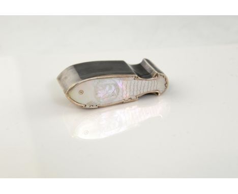 German early 20th century silver and mother of pearl token holder, by Neresheimer, Hanau, with maker's mark BM, possibly an i