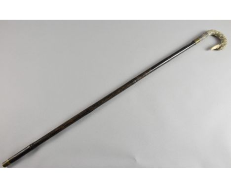 19th century bamboo shooting stick with carved ivory handle in the form of a duck,  94cm   PLEASE NOTE: THIS ITEM CONTAINS OR