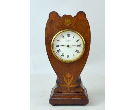 Early 20th century Mahogany mantel clock by T W Long & co Cardiff, 27cm .    