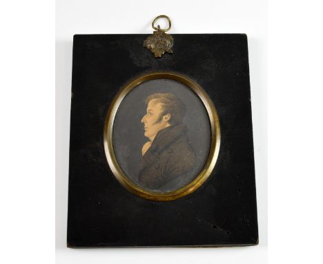 J.H. Gillespie (1793-c.1838), miniature profile portrait of a gentleman, label verso, framed and glazed, picture size: 7cm x 
