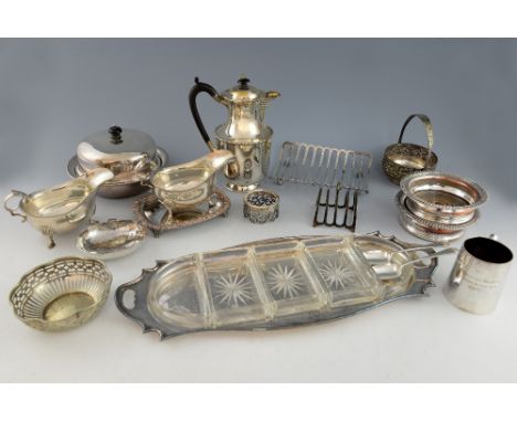 Large selection of silver plated wares, to include trays, vegetable dishes and covers, candlesticks, silver plated fish knive