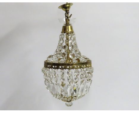 A decorative brass mounted crystal lamp shade, 420mm drop