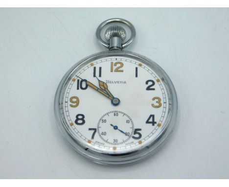 A Helvetia military issue pocket watch GS/TP 165349 with broad arrow mark