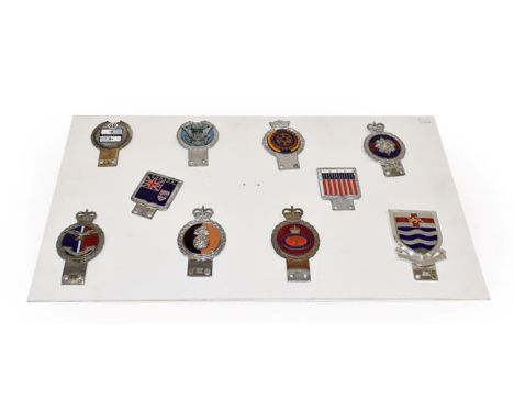 Ten Chrome and Nickel-Plated Car Badges, to include Grenadier Guards and Rotary International, all badges stamped JR Gaunt Lo