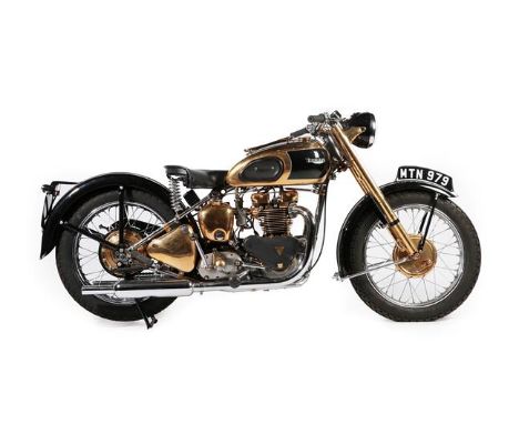 ~ 1949 Triumph T100 650cc Gold-Plated Motorcycle Registration number: MTN 979 Date of first registration: 29 01 1949 Frame nu