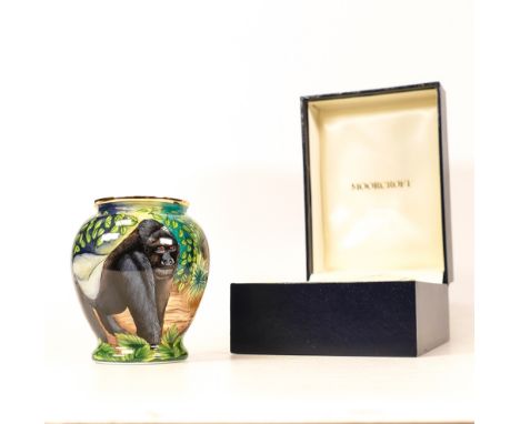 Moorcroft enamel Gorilla vase by Faye Williams , Limited edition 102/200. Boxed with certificate. Height 7.5cm 