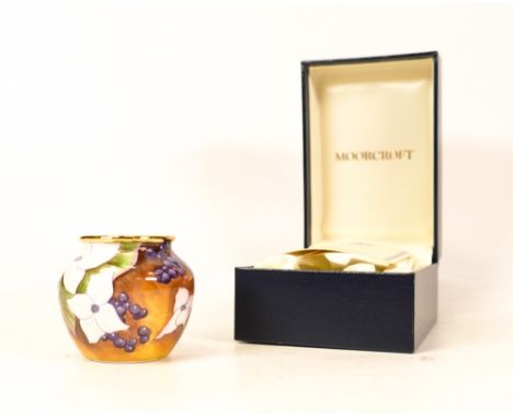 Moorcroft enamel Dogwood vase by A Rose , Limited edition 59/100. Boxed with certificate. Height 4.5cm 