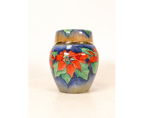 Moorcroft enamel Poinsettia ginger jar . Boxed , height 7cm 