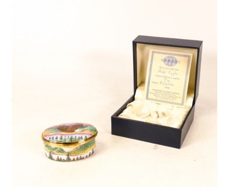 Moorcroft enamel Bald Eagle oval  lidded box by Amanda Rose , Limited edition 4/150. Boxed with certificate. Length 6cm 