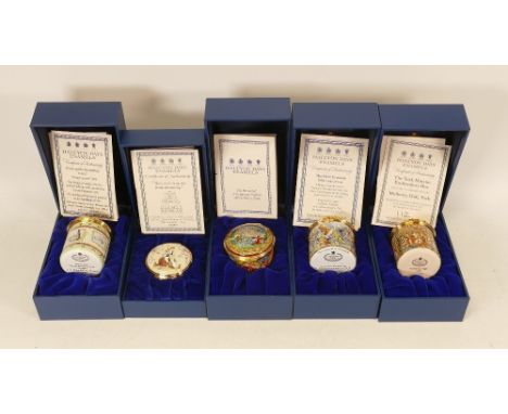 Halcyon days enamelled lidded boxes to include Cinderella, Third Crusade, Mullberry Hall, First Crusade, Winnie the Pooh. All