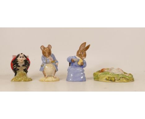 Royal Albert Beatrix Potter Bp Figures to include Cottontail, Gentle Mouse Made a Bow, Timmy Willie Sleeping &amp; Mother Lad