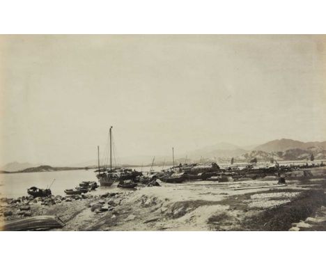 Chinese Junks on East Point, Hong Kong, albumen photograph, c. 1868, 16 x 26cm: withtwo albumen photographs of Happy Valley R