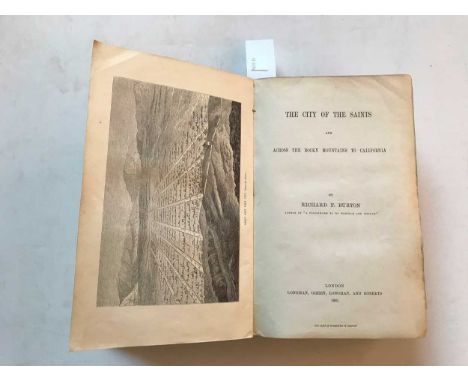 The City of the Saints and Across the Rocky Mountains to California, first edition, London 1861, 8vo, half-title, folding map