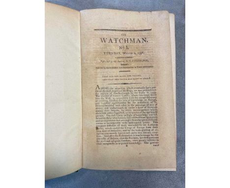 COLERIDGE (Samuel Taylor) The Watchman. Numbers I-X [All issued]. Bristol: "Published by the Author... And sold by the Bookse