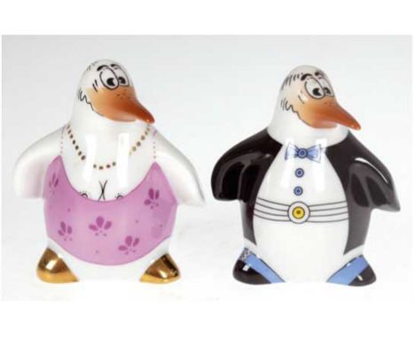 Salz- und Pfefferstreuer, Goebel, Adam &amp;amp; Ziege, in Form von Pinguinen, H. 7 cm