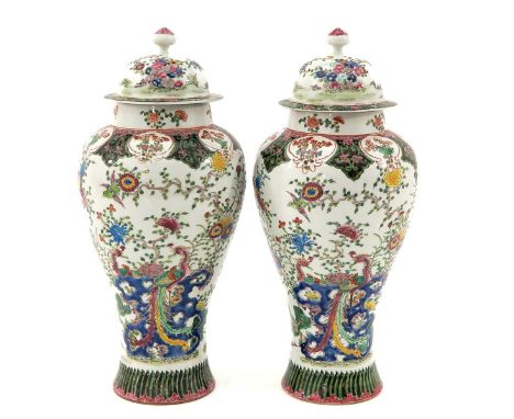Depicting scene in garden with flowers and birds, Kangxi mark, 45 cm. tall.