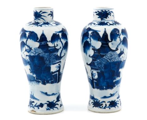 Decorated with pagodas in landscape, Kangxi mark, 19 cm. tall.