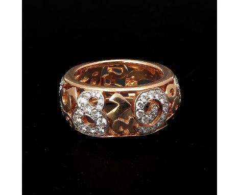 Set with brilliant cut diamonds, ring size 19.