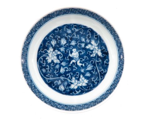 Floral decor, Kangxi mark, 16 cm. in diameter.