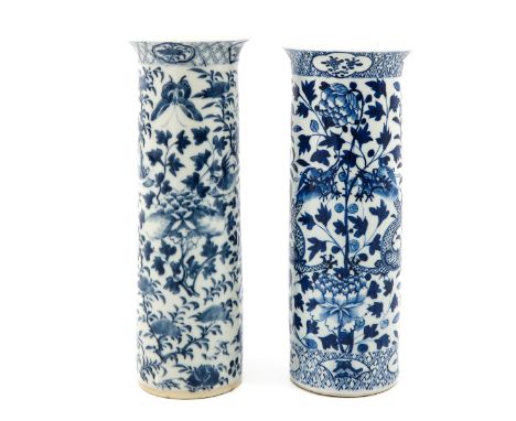 Decorated with flowers and birds, Kangxi mark, 30 cm. tall, chip.
