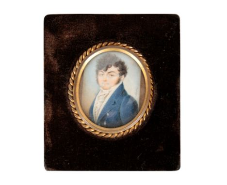 EARLY 19TH CENTURY SCHOOL, Miniature shoulder length portrait of a young man with curly hair indistinctly signed 'Nicoletto' 