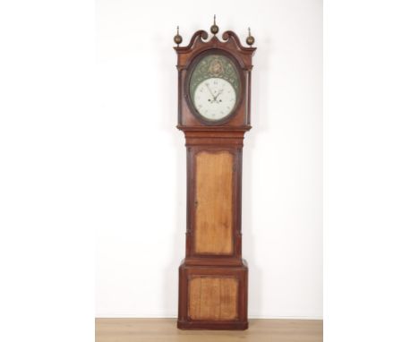 A GEORGE III OAK AND MAHOGANY CROSSBANDED LONGCASE CLOCK BY MARSTON OF SHREWSBURY the two train movement striking on a bell, 