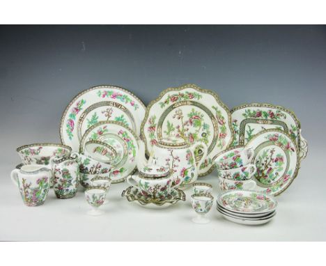 A large quantity of Coalport Indian Tree pattern tea and dinner wares to include, a teapot and cover, milk jug, cream jug, su