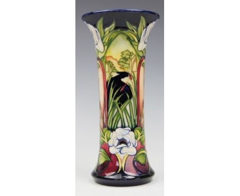 A Moorcroft trial vase by Philip Gibson, circa 2002, made for Macintyre, of cylindrical form with spreading rim, decorated wi