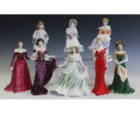 A collection of eight Royal Worcester figures, to include Princess Diana, Jayne, The Last Dance, A Posy for Mother, Lullaby a