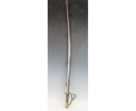 An American Civil War Cavalry Troopers sabre, the 86cm blade stamped 'Ames MFg Chicopee Mass' & 'U.S. ADK 1862' with wire bou