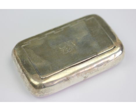 A George III silver snuff box, John Shaw, Birmingham 1810, of rounded rectangular form, with hinged cover engraved 'GN', 8cm 